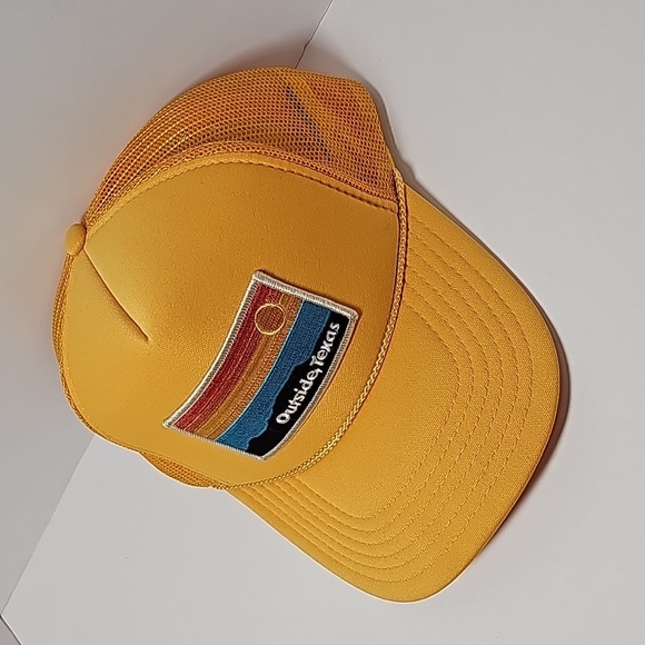 OTX Outside Texas TX Foam Trucker Baseball Dad Hat Cap Snap Back Patch Yellow - Picture 2 of 8